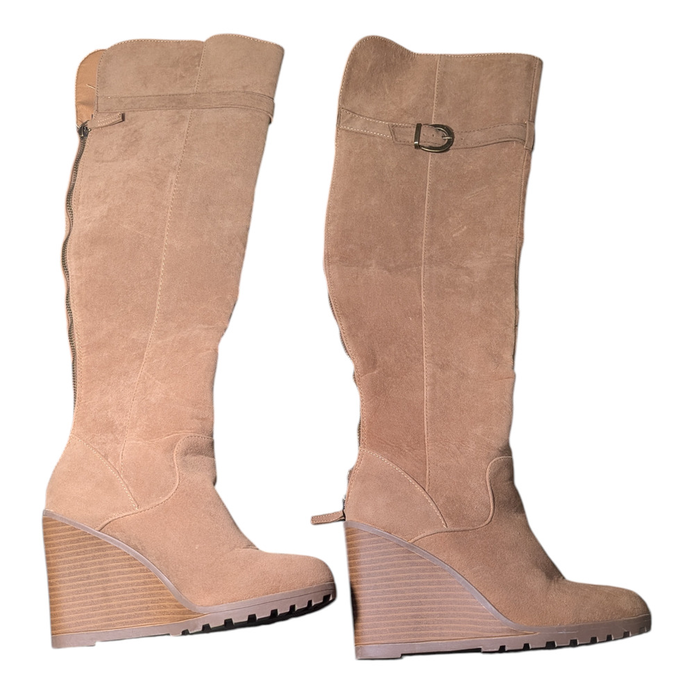 Just Fab - Women's Boots - 4"Wedge Heel - Size 8 - Havannah - Zipper Back -Tan